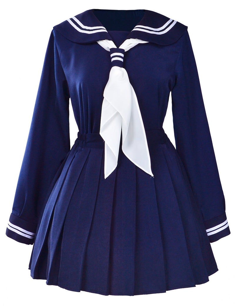 Elibelle Classic Japanese School Girls Sailor Dress Shirts Uniform Anime Cosplay Costumes with Socks Set(Navy)(S = Asia M)(SSF07NV) - Image 4